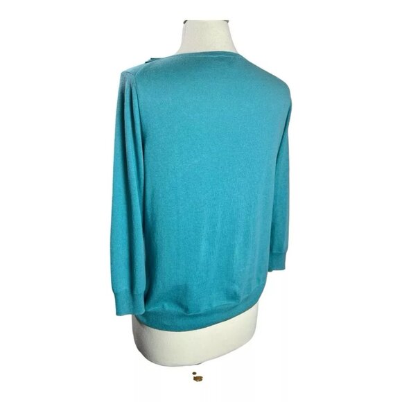 Talbots Cardigan Sweater L Linen Cotton Blend Half Sleeve Ruffle Button Front - Picture 5 of 7